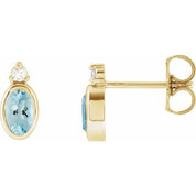 14K Yellow 5x3 mm Natural Aquamarine & .03 CTW Natural Diamond Earrings