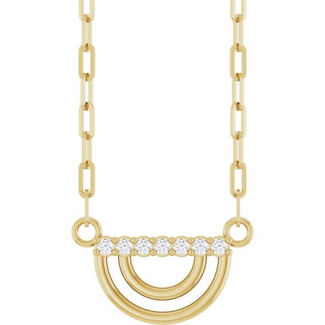 14K Yellow .05 CTW Natural Diamond Arch 18" Necklace
