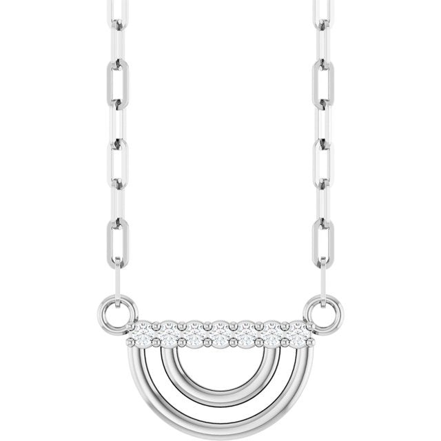 14K White .05 CTW Natural Diamond Arch 18" Necklace