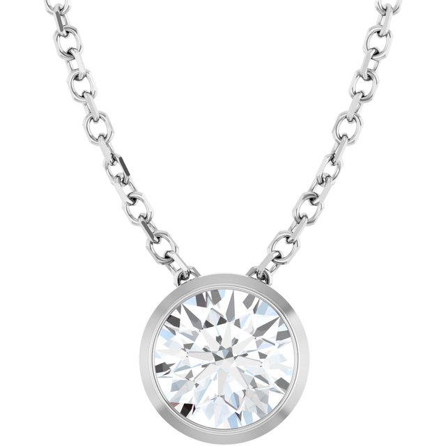 Platinum 1/2 CT Natural Diamond Bezel-Set Necklace 16-18"