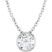 14K Lab-Grown Diamond Bezel-Set Necklace 16-18" with 1/2 to 3/4 CT Diamonds