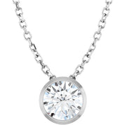 Platinum 1/2 CT Lab-Grown Diamond Bezel-Set 16-18" Necklace