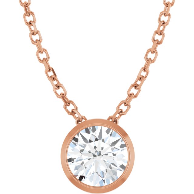 14K Rose Lab-Grown Diamond Bezel-Set Necklace - 1/2 CT - 16-18" Length