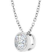 14K Lab-Grown Diamond Bezel-Set Necklace 16-18" with 1/2 to 3/4 CT Diamonds