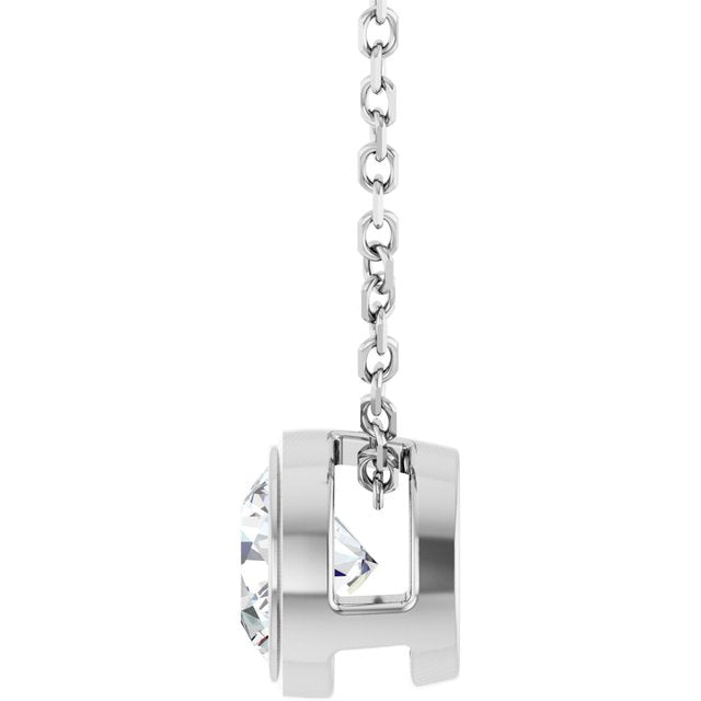 Platinum 1/2 CT Lab-Grown Diamond Bezel-Set 16-18" Necklace