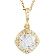 14K Yellow 1 1/6 CTW Natural Diamond Halo-Style 18" Necklace