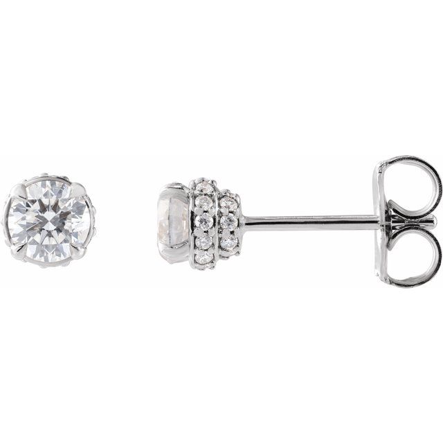 Platinum 3/4 CTW Natural Diamond Hidden Halo Earrings - Elegant Sparkle