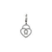 14K White 1/4 Natural Diamond Heart Padlock Charm