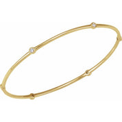 14K Yellow 1/4 CTW Lab-Grown Diamond Bezel-Set Bangle 8" Bracelet