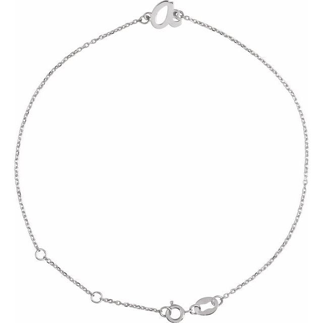 Platinum Initial A 6 1/2-7 1/2" Bracelet