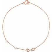 14K Rose Initial A 6 1/2-7 1/2" Bracelet