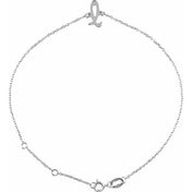 Platinum Initial L 6 1/2-7 1/2" Bracelet