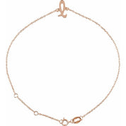 14K Rose Initial L 6 1/2-7 1/2" Bracelet
