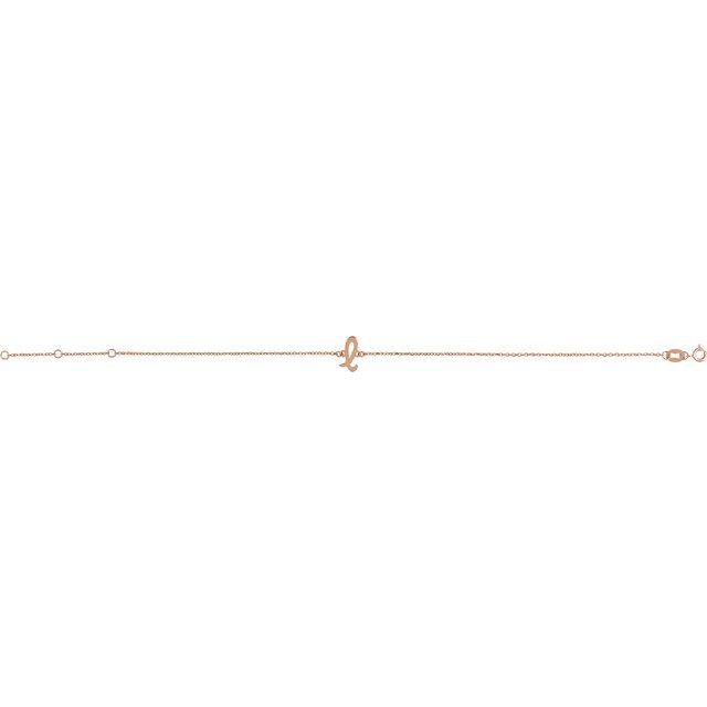 14K Rose Initial L 6 1/2-7 1/2" Bracelet
