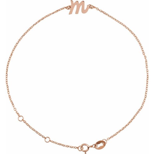 14K Rose Initial M 6 1/2-7 1/2" Bracelet