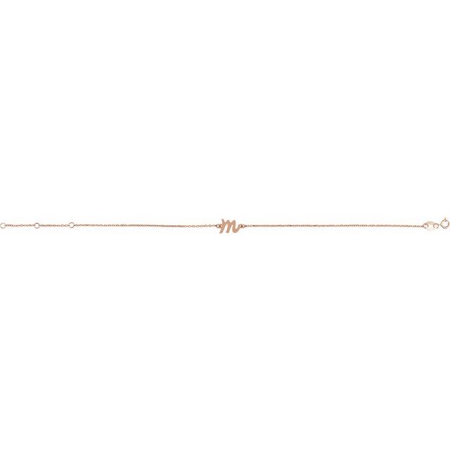 14K Rose Initial M 6 1/2-7 1/2" Bracelet