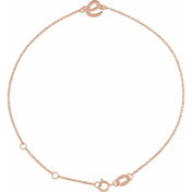 14K Rose Initial E 6 1/2-7 1/2" Bracelet