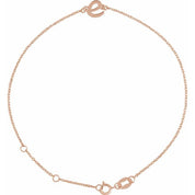 14K Rose Initial E 6 1/2-7 1/2" Bracelet