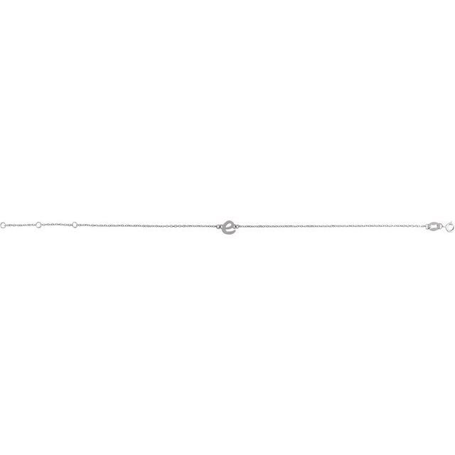 Platinum Initial E 6 1/2-7 1/2" Bracelet