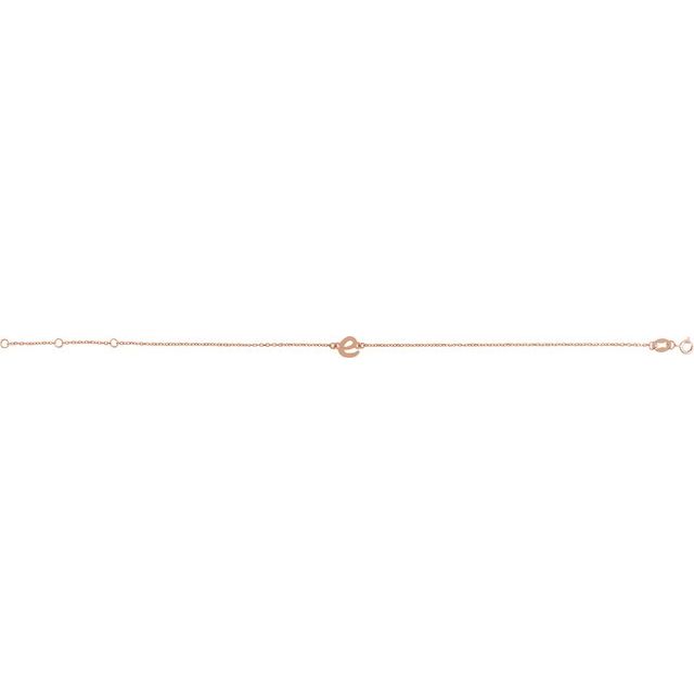 14K Rose Initial E 6 1/2-7 1/2" Bracelet