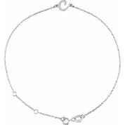 Platinum Initial C 6 1/2-7 1/2" Bracelet