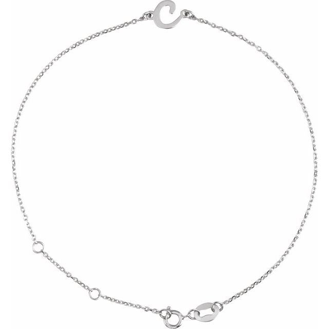 Platinum Initial C 6 1/2-7 1/2" Bracelet