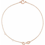 14K Rose Initial C 6 1/2-7 1/2" Bracelet