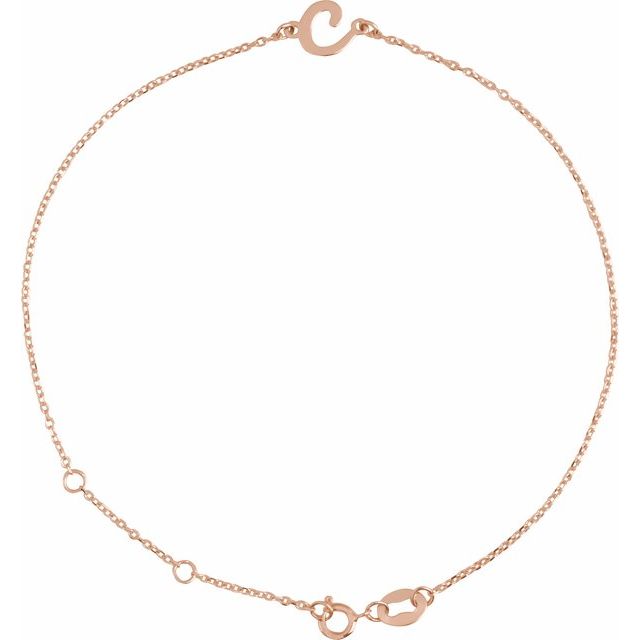 14K Rose Initial C 6 1/2-7 1/2" Bracelet