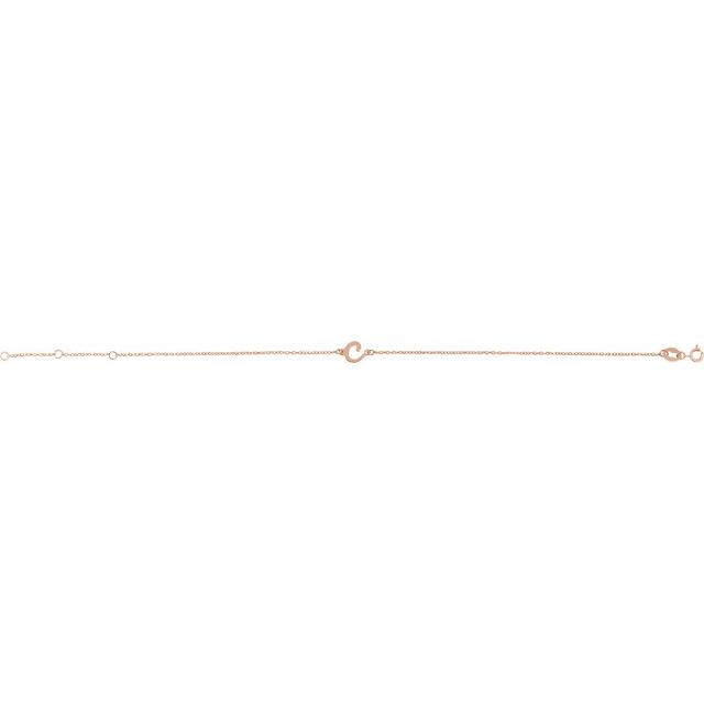 14K Rose Initial C 6 1/2-7 1/2" Bracelet