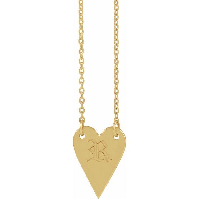 14K Yellow Engravable Heart 18" Necklace