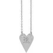 14K White Engravable Heart 18" Necklace