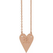 14K Rose Engravable Heart 18" Necklace
