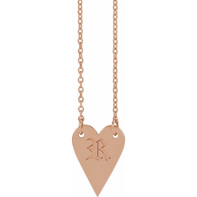14K Rose Engravable Heart 18" Necklace