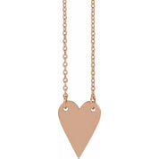 14K Rose Engravable Heart 18" Necklace