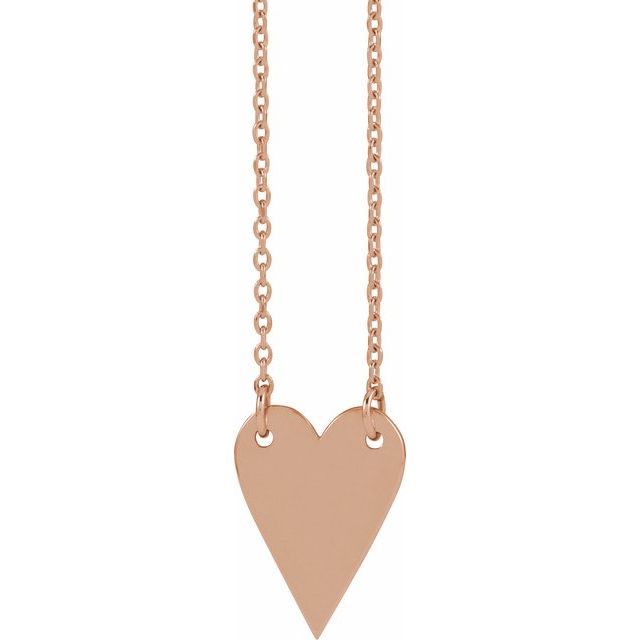 14K Rose Engravable Heart 18" Necklace