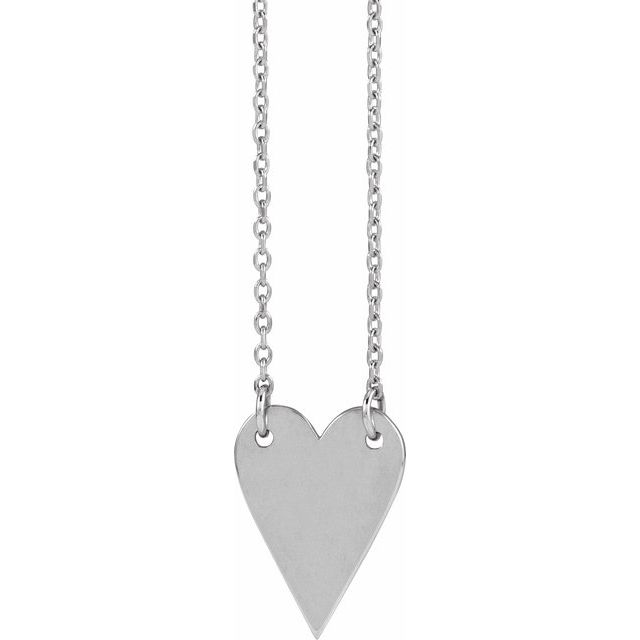14K White Engravable Heart 18" Necklace