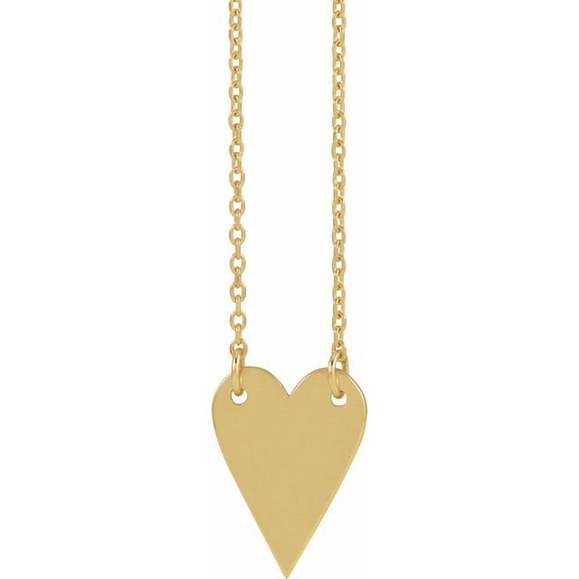 14K Yellow Engravable Heart 18" Necklace