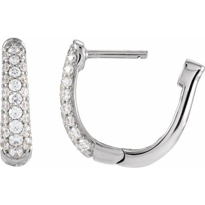 14K and Platinum 1/5 CTW Natural and Lab-Grown Diamond Hoop Earrings