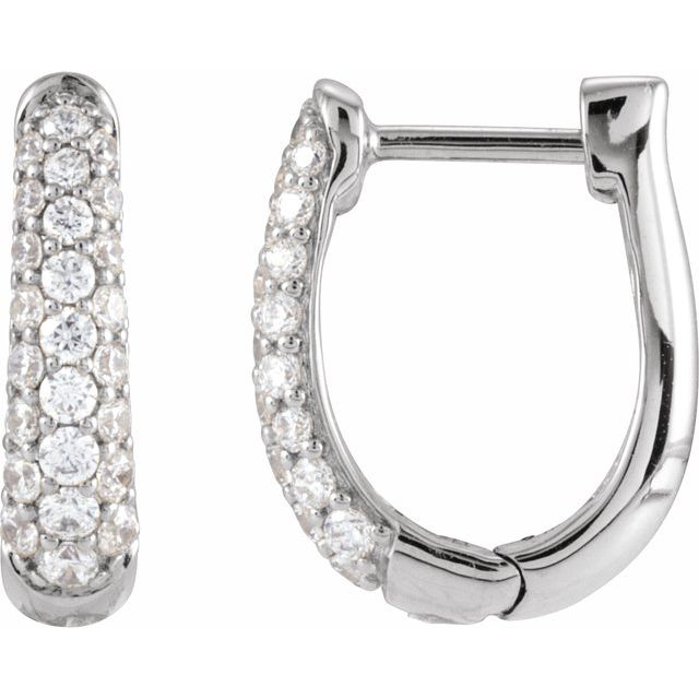 14K and Platinum 1/5 CTW Natural and Lab-Grown Diamond Hoop Earrings