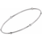 14K White 1/4 CTW Natural Diamond Bezel-Set Bangle 8" Bracelet