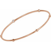 14K Rose 1/4 CTW Natural Diamond Bezel-Set Bangle 8" Bracelet