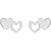 Sterling Silver Double Heart Stud Earrings