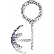 14K White Natural Blue Sapphire Semi-Set Starfish Pendant for 11 mm Pearl