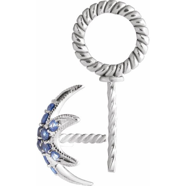 14K White Natural Blue Sapphire Semi-Set Starfish Pendant for 11 mm Pearl