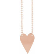 14K Rose Engravable Heart 18" Necklace