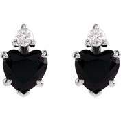 Platinum Natural Black Onyx & .06 Natural Diamond Stud Earrings