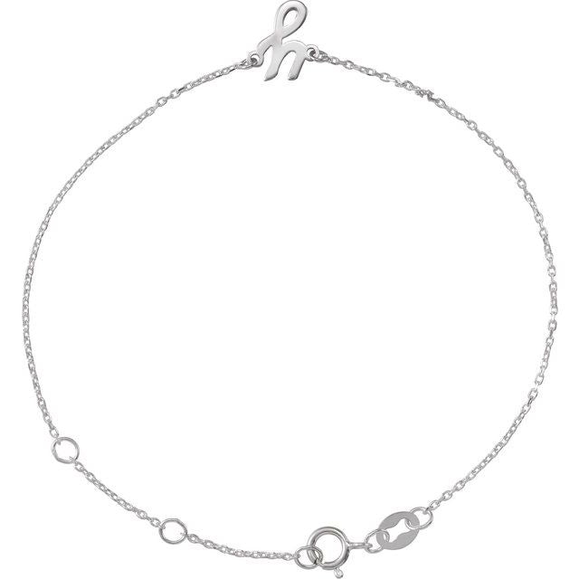 Platinum Initial Y 6 1/2-7 1/2" Bracelet