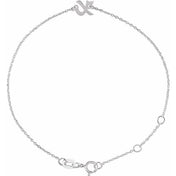 Sterling Silver Initial X 6 1/2-7 1/2" Bracelet