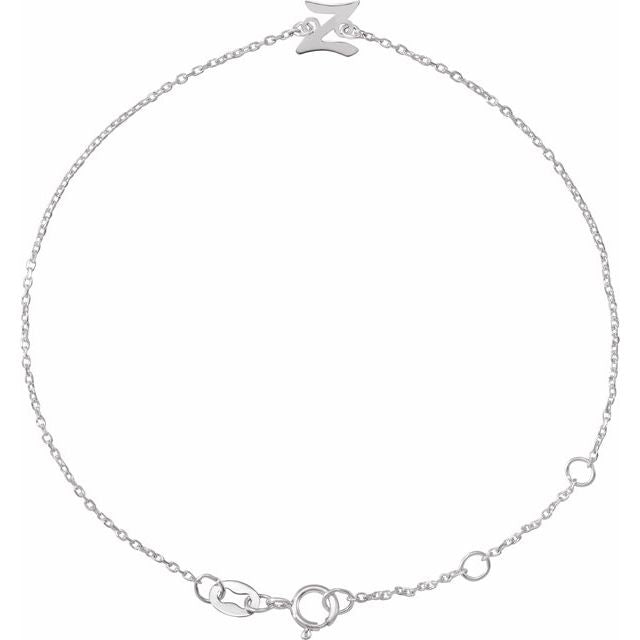 Platinum Initial Z 6 1/2-7 1/2" Bracelet