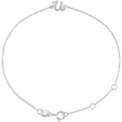 14K White Initial U 6 1/2-7 1/2" Bracelet